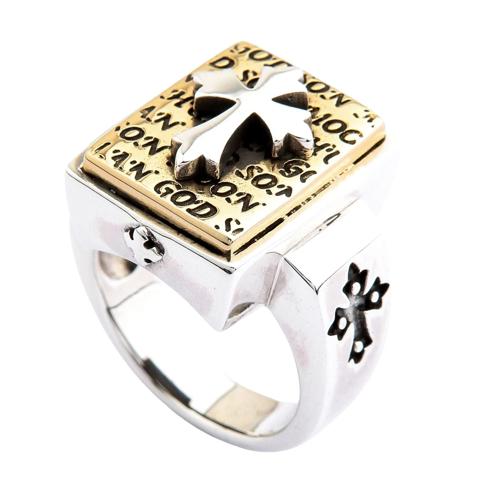 Designer Gold Cross Sterling Silver Men's Ring