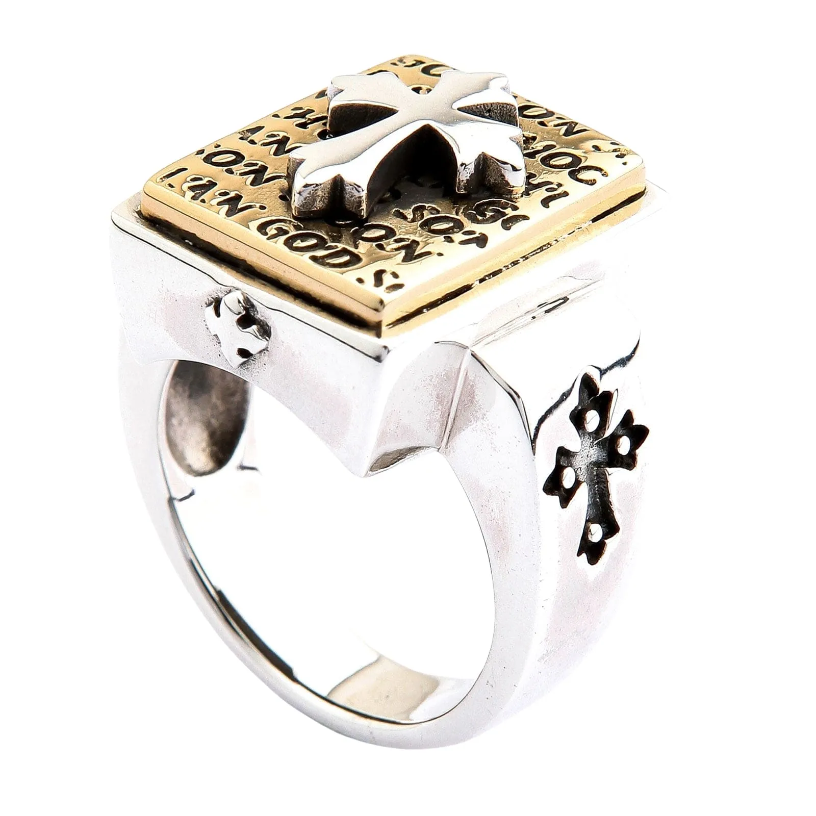 Designer Gold Cross Sterling Silver Men's Ring