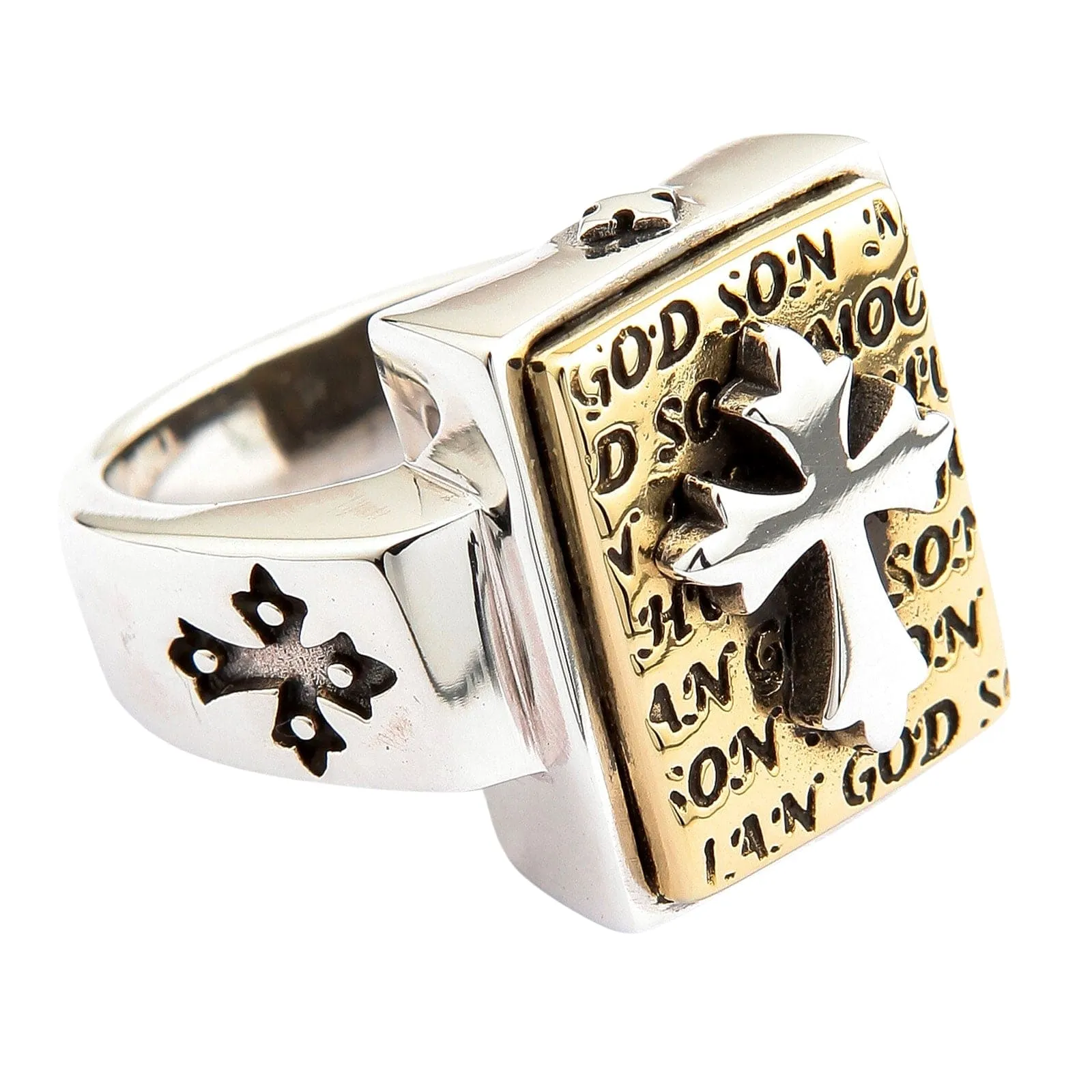 Designer Gold Cross Sterling Silver Men's Ring