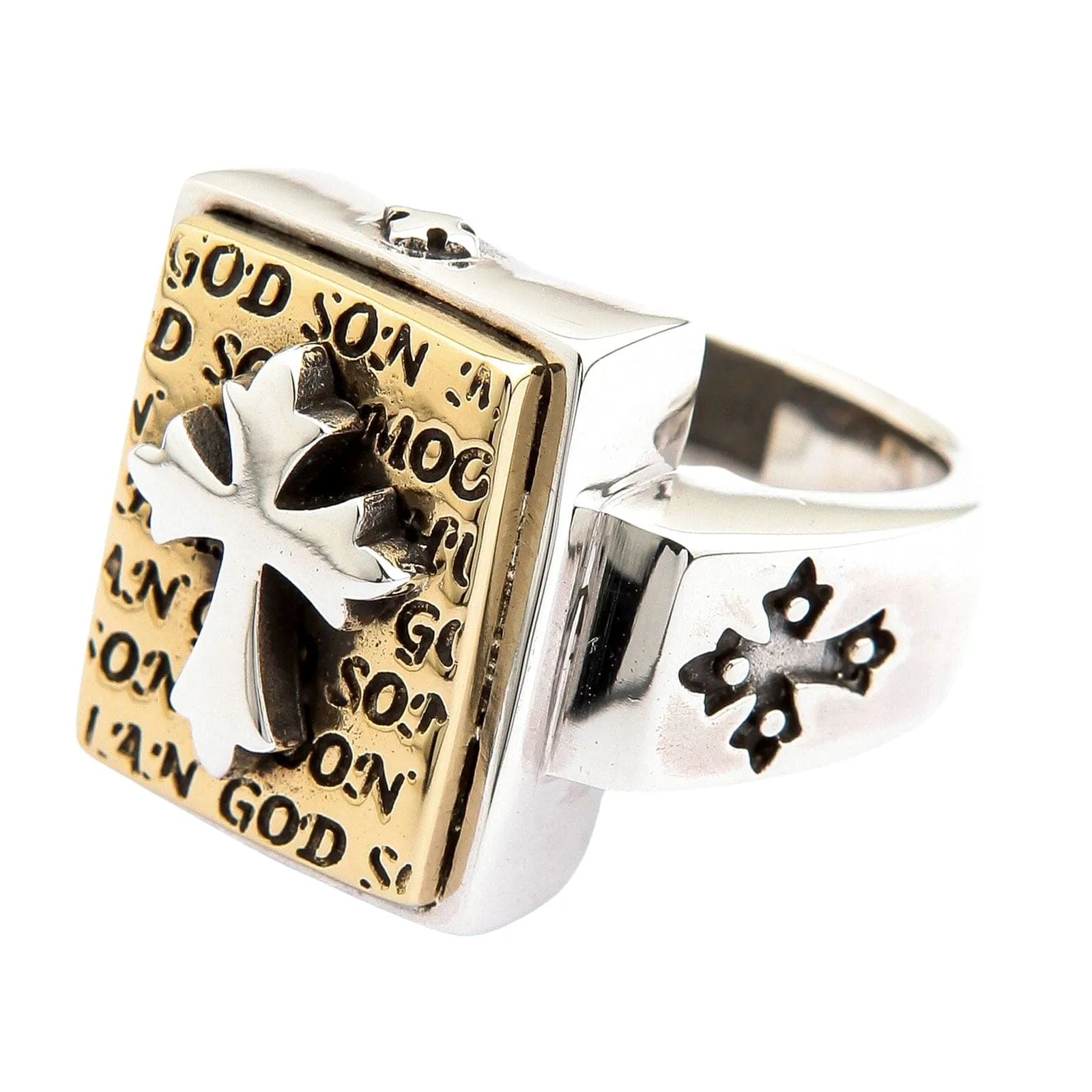 Designer Gold Cross Sterling Silver Men's Ring
