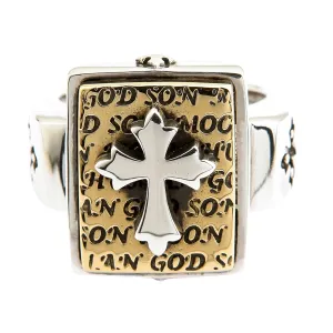 Designer Gold Cross Sterling Silver Men's Ring