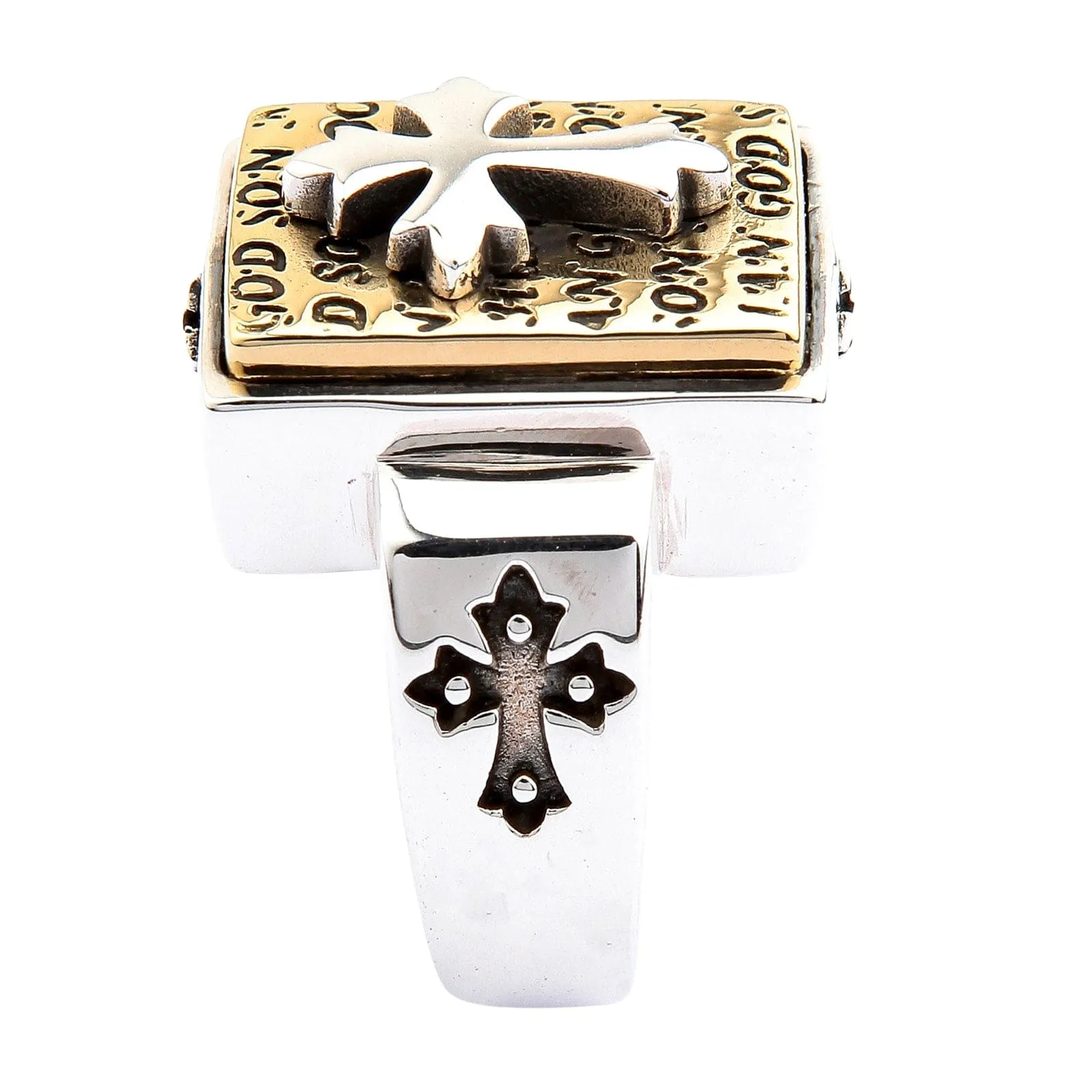 Designer Gold Cross Sterling Silver Men's Ring