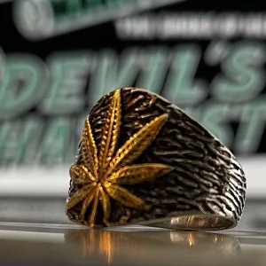 'Devils Lettuce' Marijuana Leaf Ring (item#420)