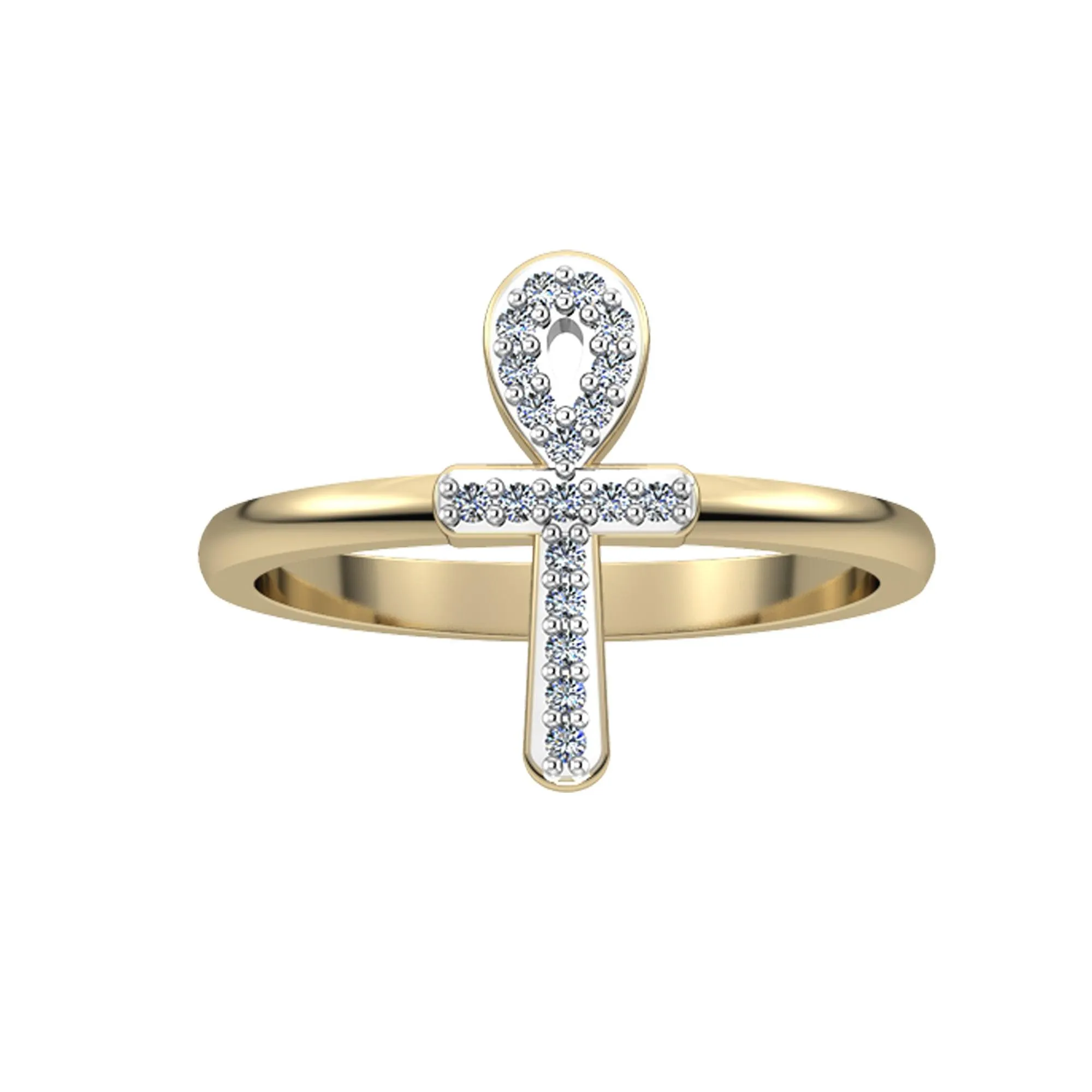 Diamond Accent Cross Ring in 10K Yellow Gold