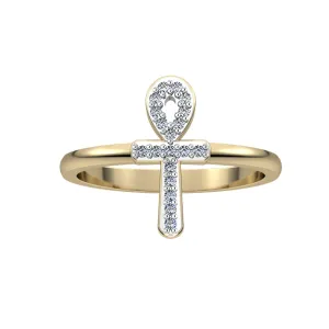 Diamond Accent Cross Ring in 10K Yellow Gold