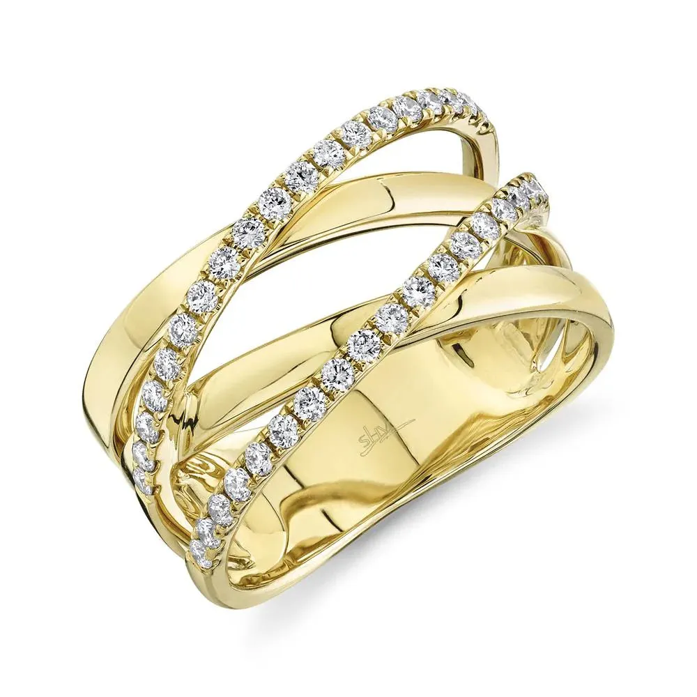 Diamond Cross-Over Ring