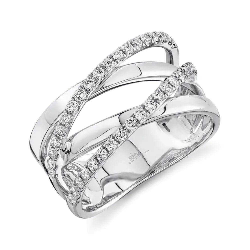 Diamond Cross-Over Ring