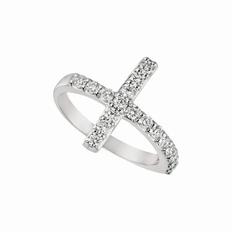 DIAMOND CROSS RING 14K GOLD (0.75 CTW)