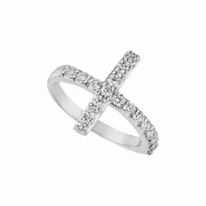 DIAMOND CROSS RING 14K GOLD (0.75 CTW)