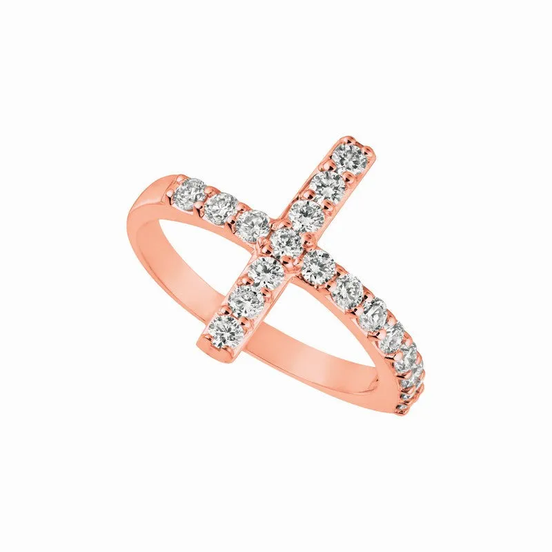 DIAMOND CROSS RING 14K GOLD (0.75 CTW)