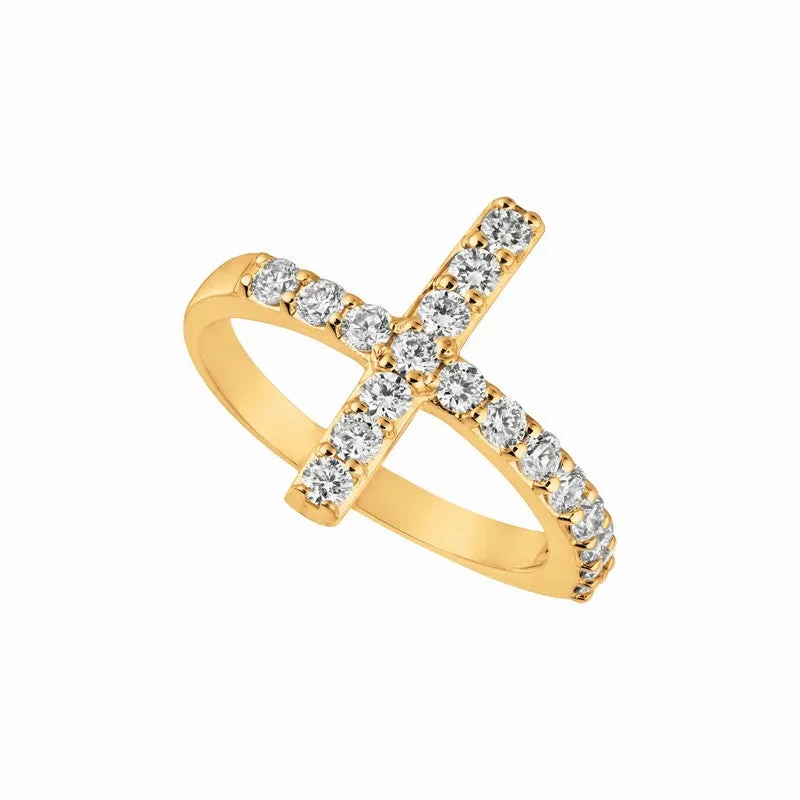 DIAMOND CROSS RING 14K GOLD (0.75 CTW)