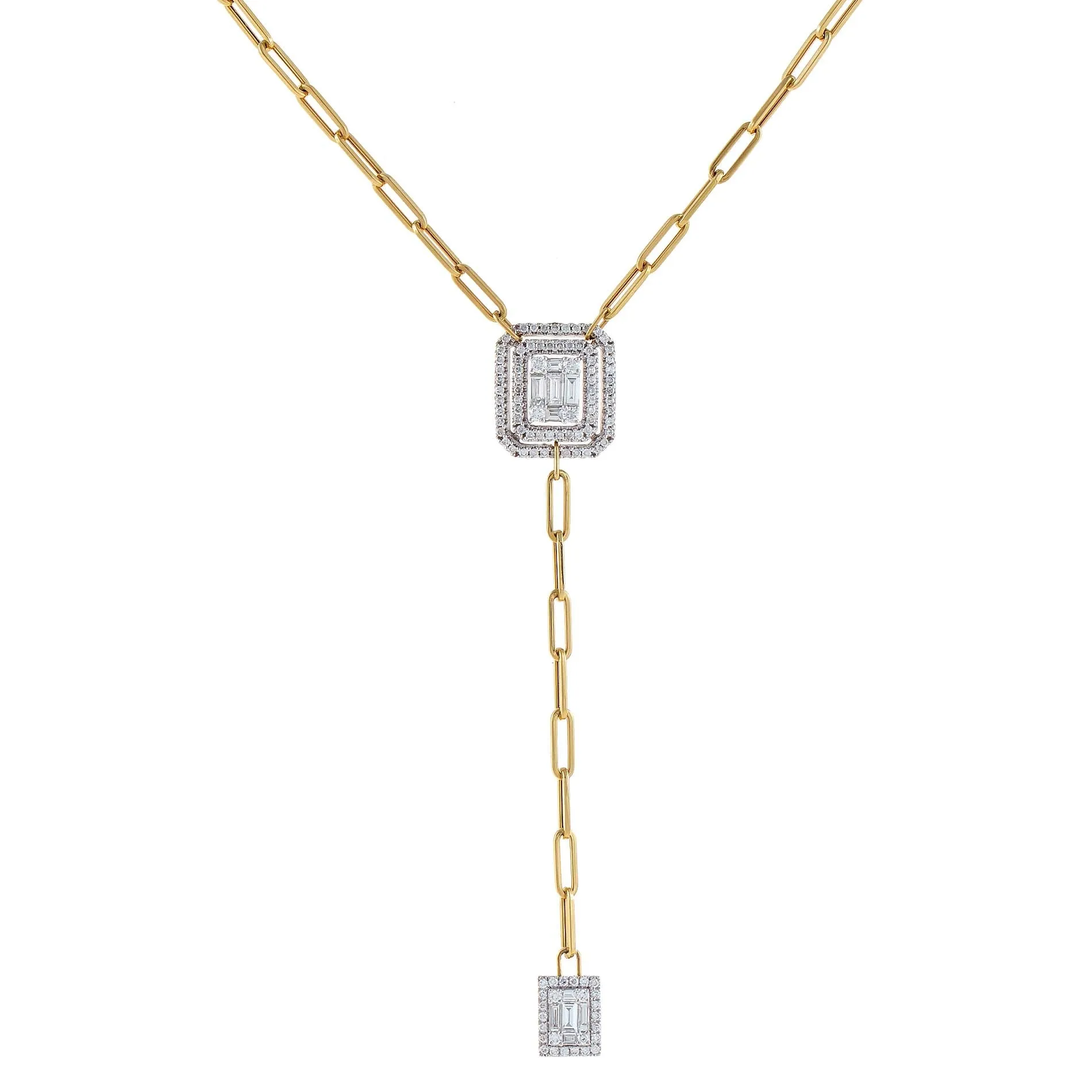 Diamond Illusion Paperclip Chain Lariat 14K