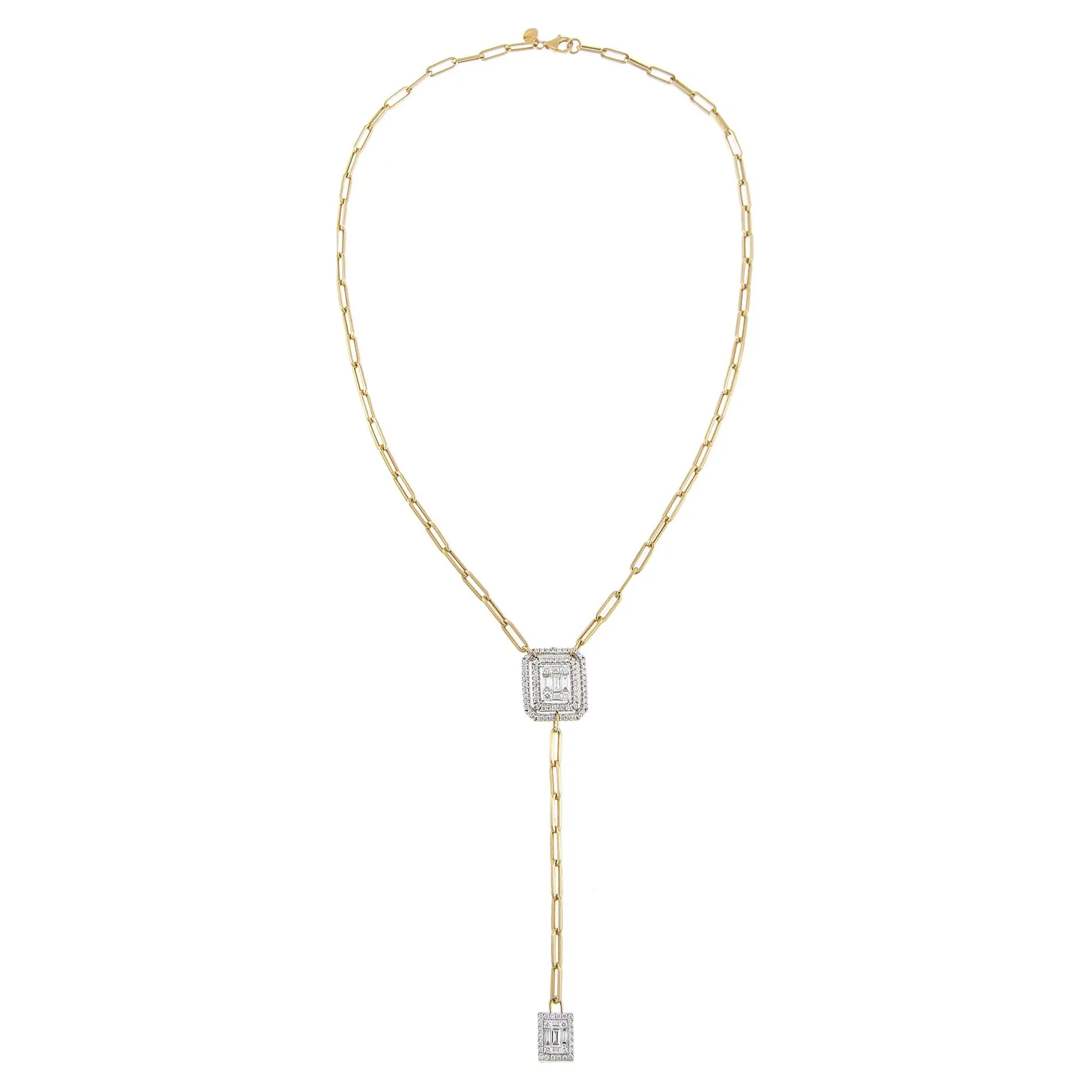 Diamond Illusion Paperclip Chain Lariat 14K