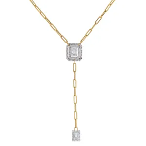 Diamond Illusion Paperclip Chain Lariat 14K