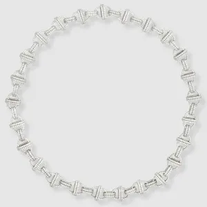 Diamond Oval Chain Necklace, 18K White Gold, Large Link, 16"