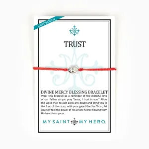 Divine Mercy Trust Blessing Bracelet, red/silver