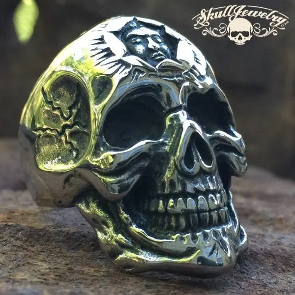 Don't You Forget About Me - Stainless Steel Skull Ring with Inner Face (#106)