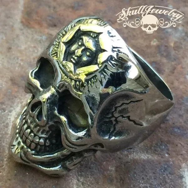 Don't You Forget About Me - Stainless Steel Skull Ring with Inner Face (#106)