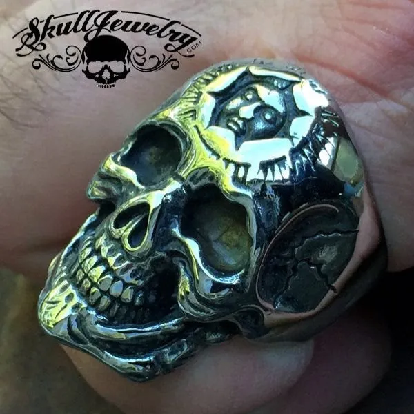 Don't You Forget About Me - Stainless Steel Skull Ring with Inner Face (#106)