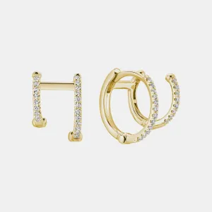 Double Diamond Lobe Earrings