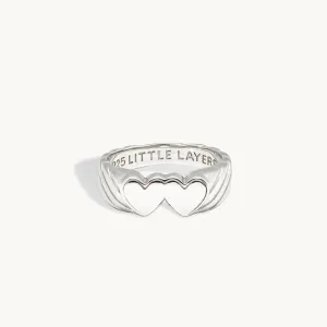 Double Heart Signet Ring (Silver)