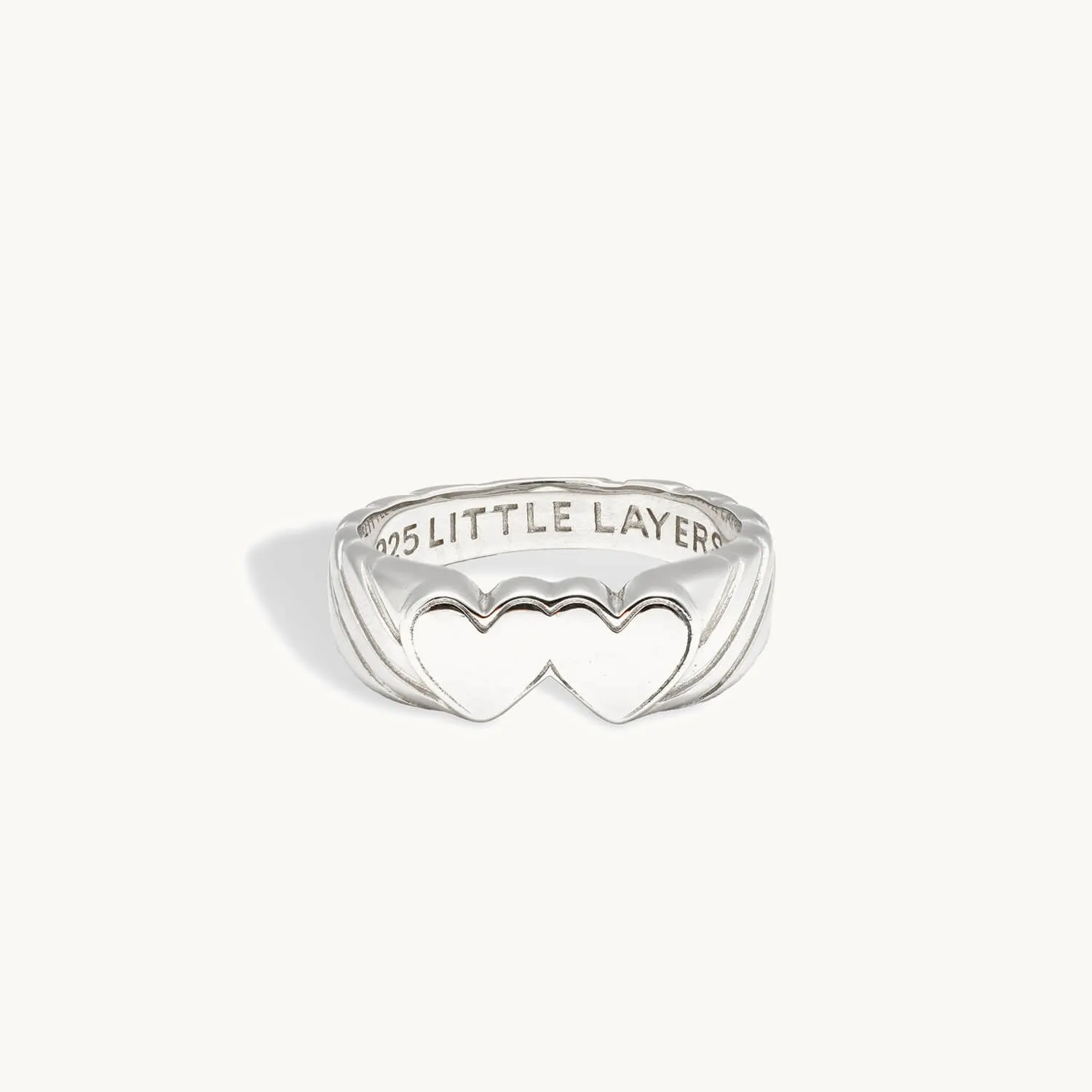 Double Heart Signet Ring (Silver)