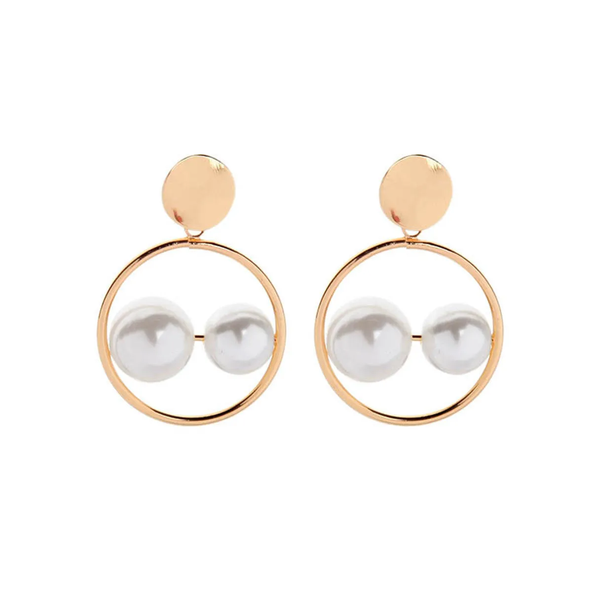Double Pearl & 18K Gold-Plated Drop Earrings
