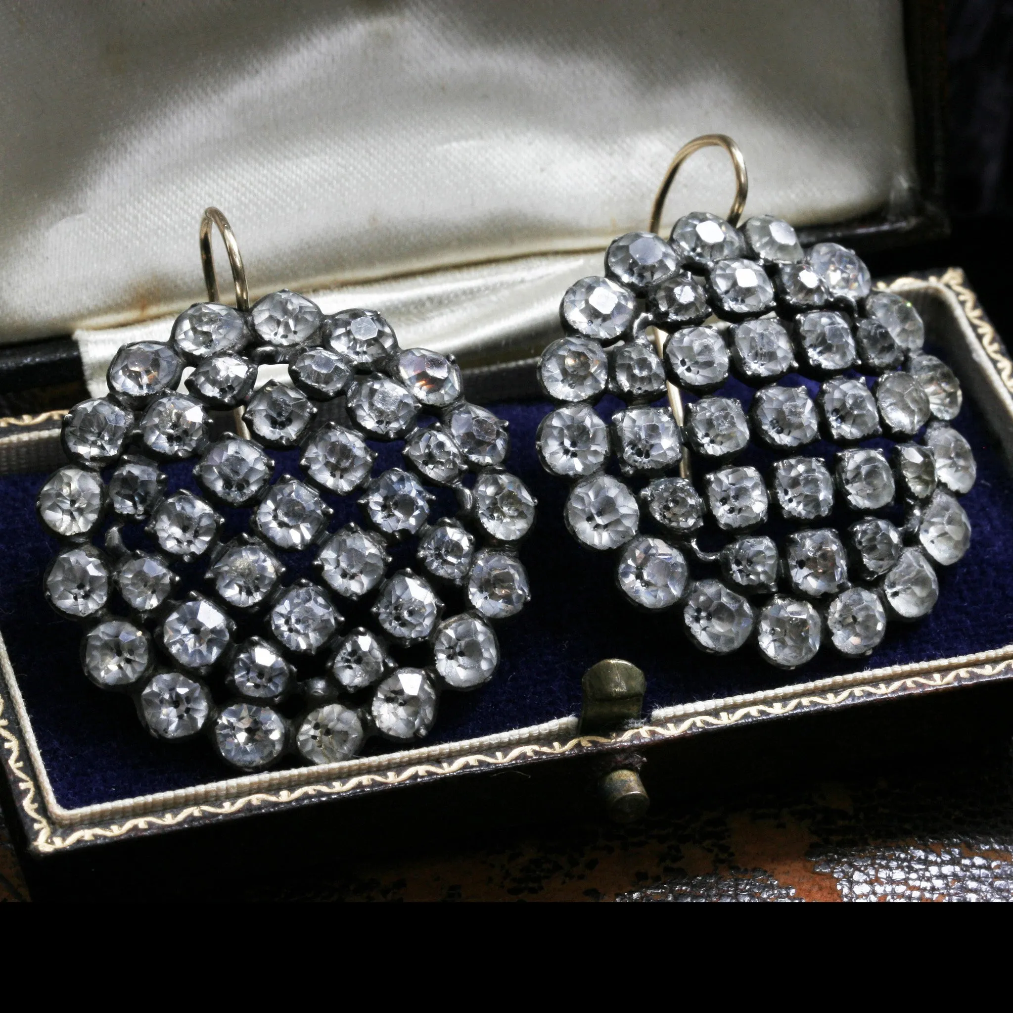Early Victorian Large Paste Cluster Earrings
