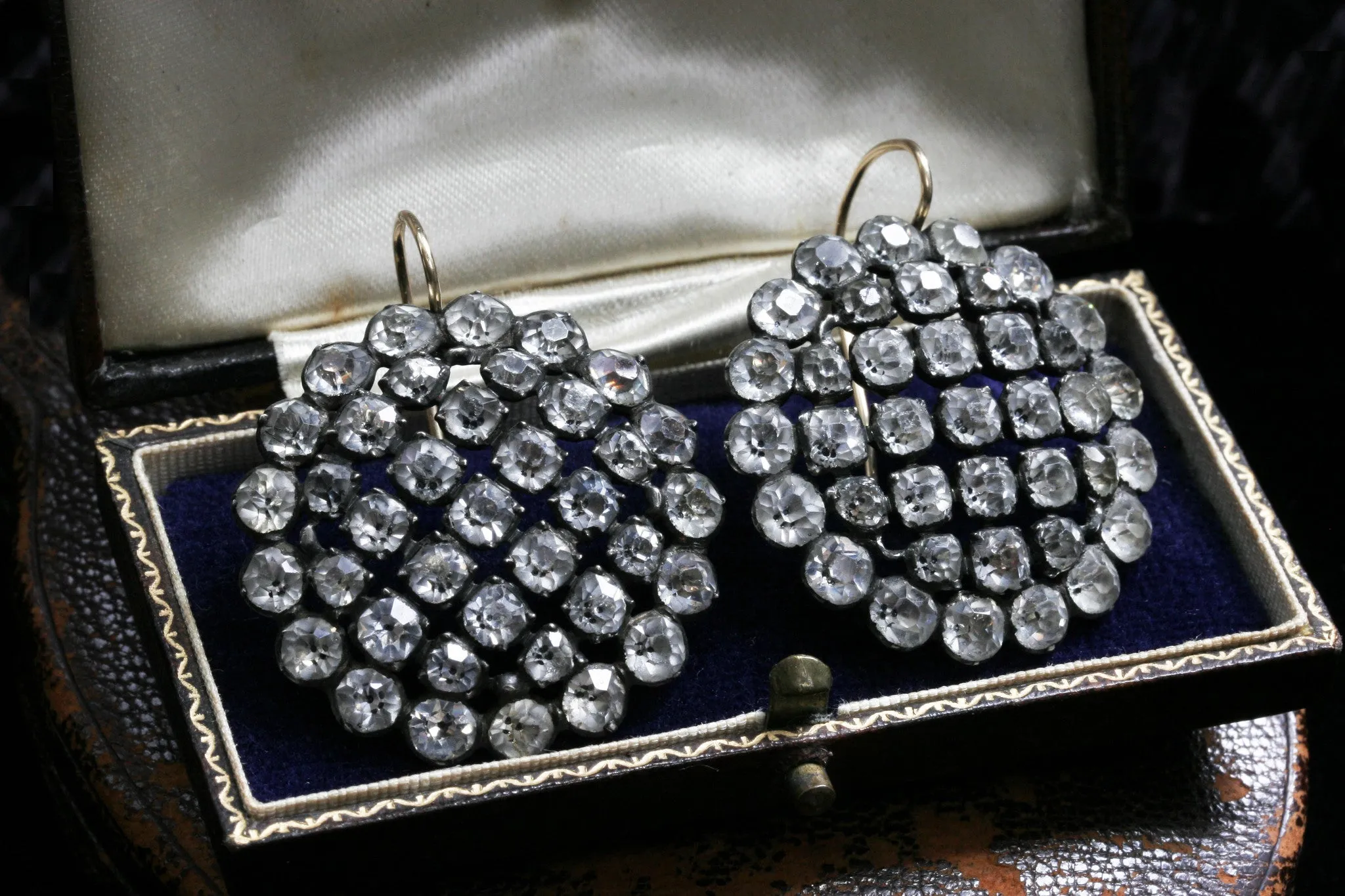 Early Victorian Large Paste Cluster Earrings