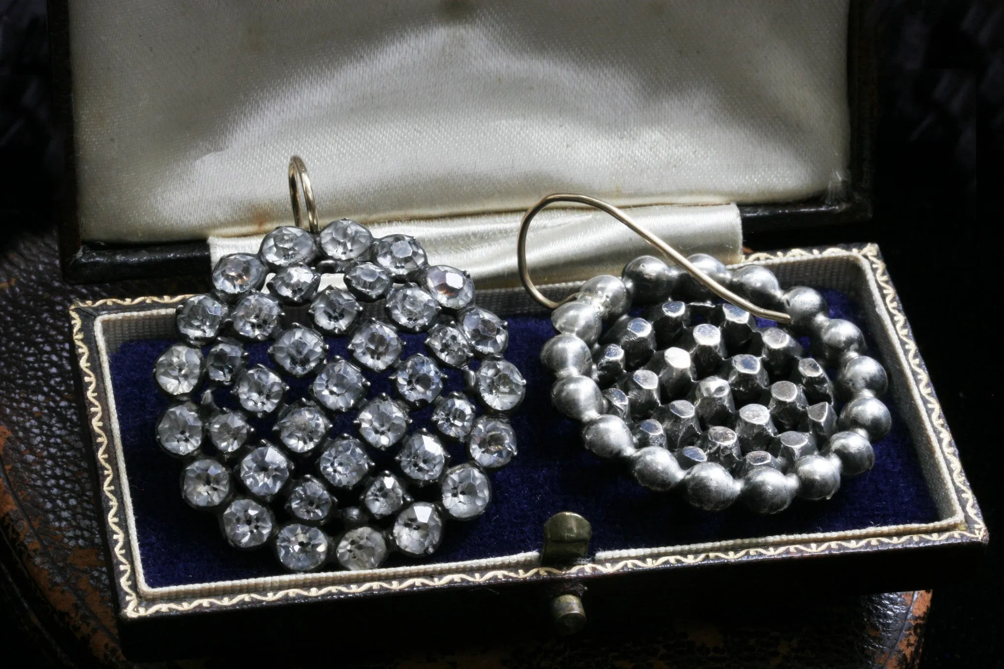 Early Victorian Large Paste Cluster Earrings
