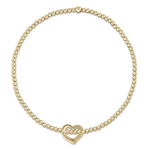 egirl Classic Gold 2mm Bead Bracelet - Love Small Gold Charm