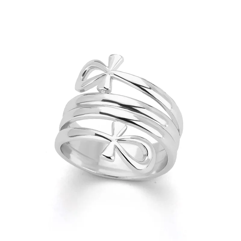 Egyptian Double Coil Ankh Cross Rings For Women Jewelry Stainless Steel Ring Africa Egypt Finger Ring Wedding Party Gift