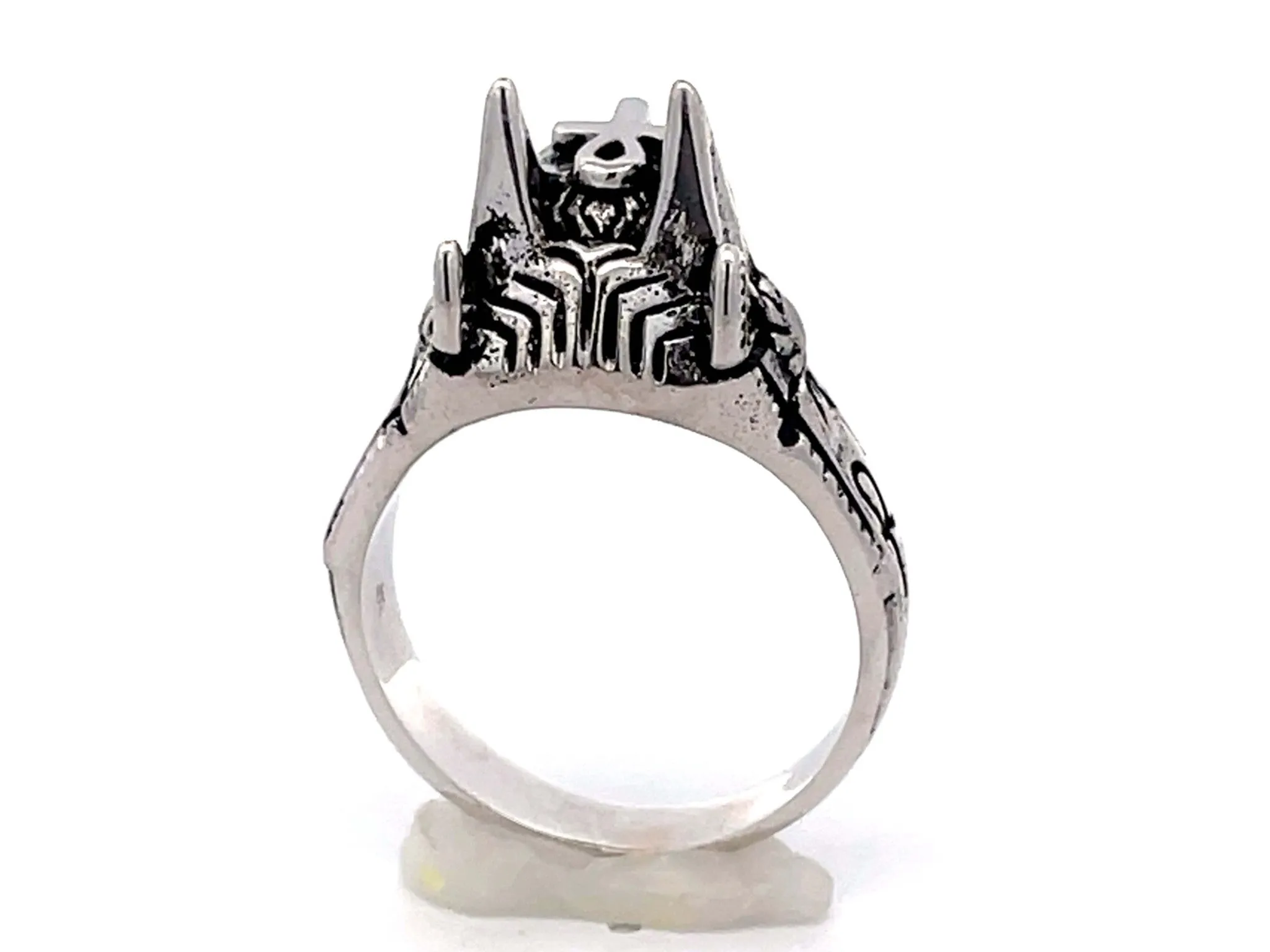 Egyptian God Anubis Ankh Cross Ring in 18k White Gold