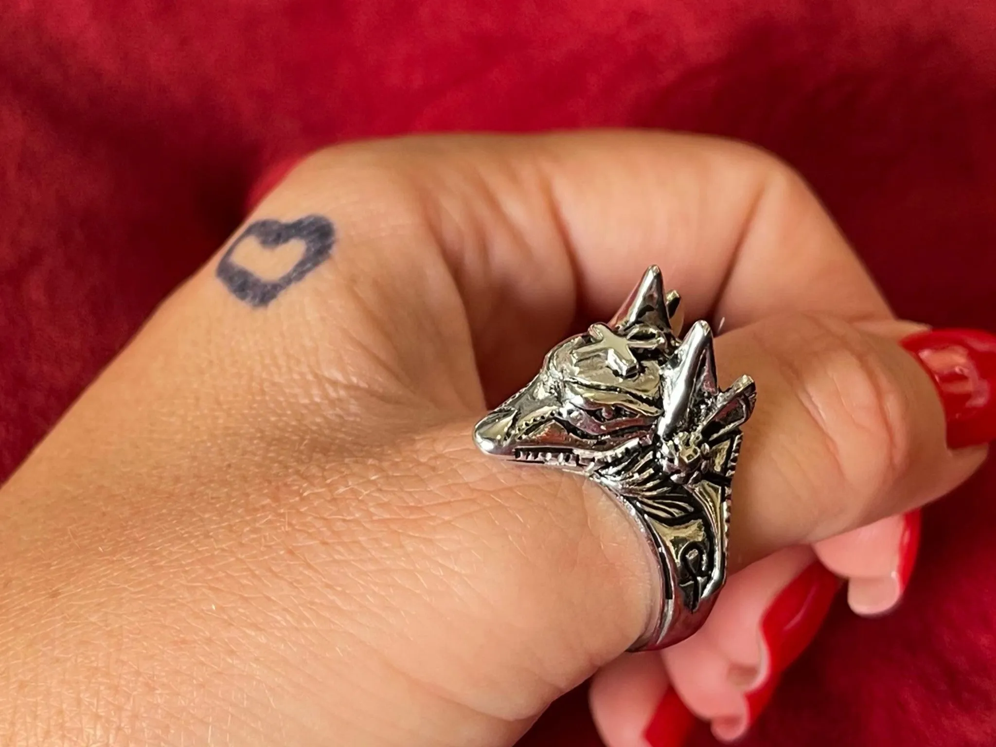 Egyptian God Anubis Ankh Cross Ring in 18k White Gold