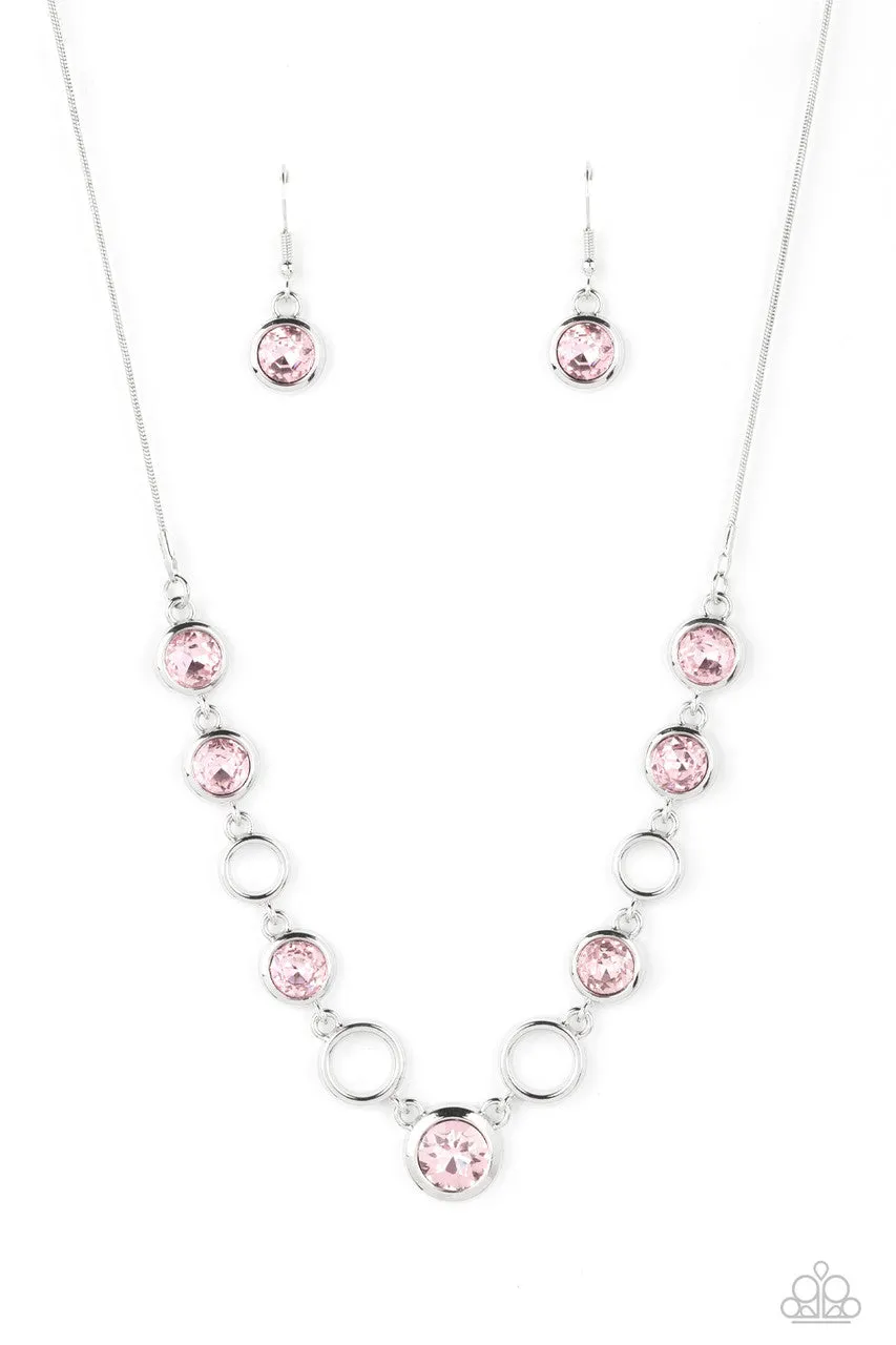 Elegantly Elite - Pink - Rhinestone Paparazzi Short Necklace