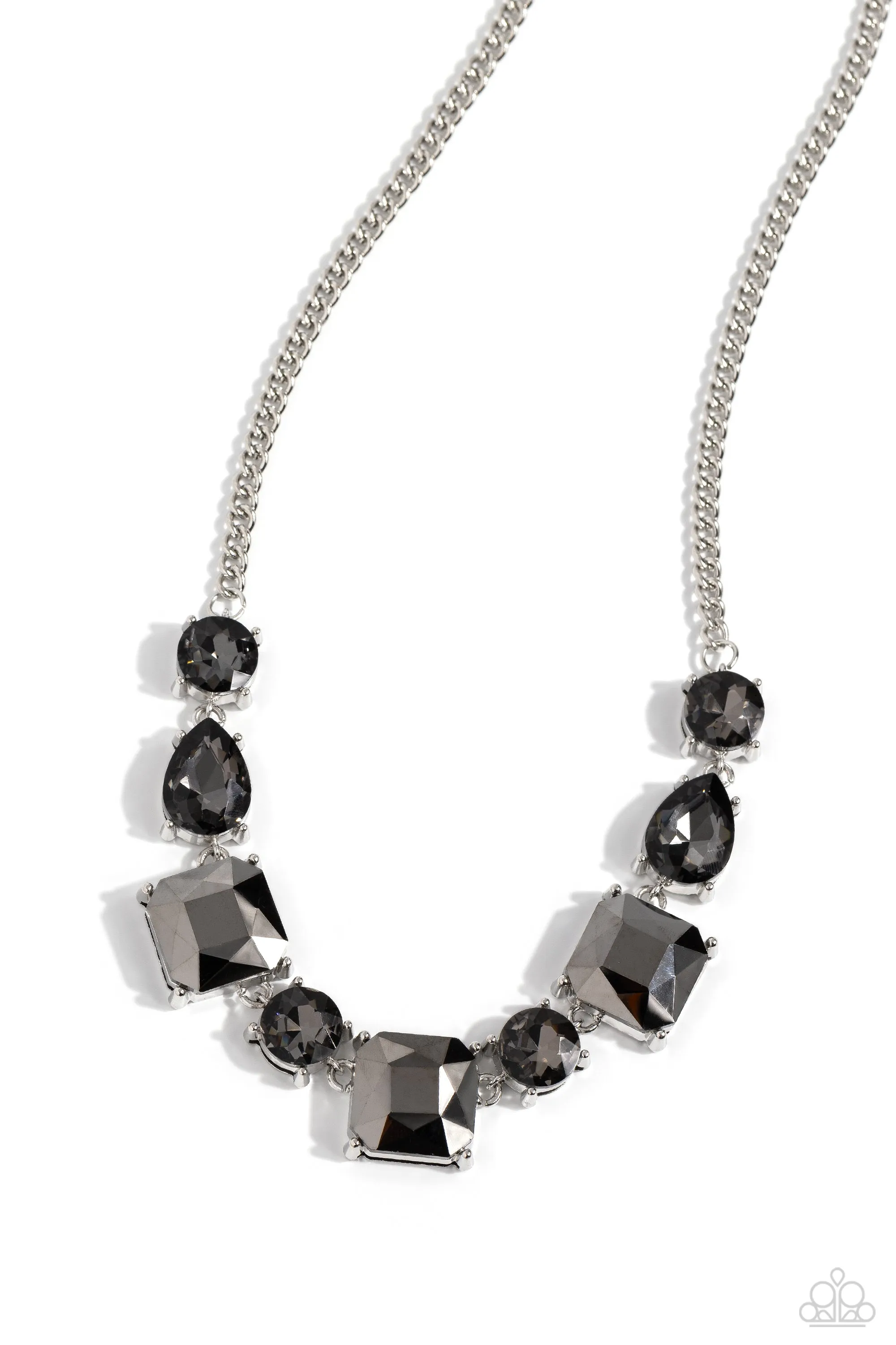 Elevated Edge - Silver - Rhinestone Paparazzi Short Necklace