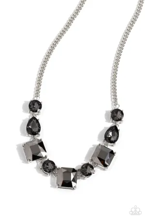 Elevated Edge - Silver - Rhinestone Paparazzi Short Necklace
