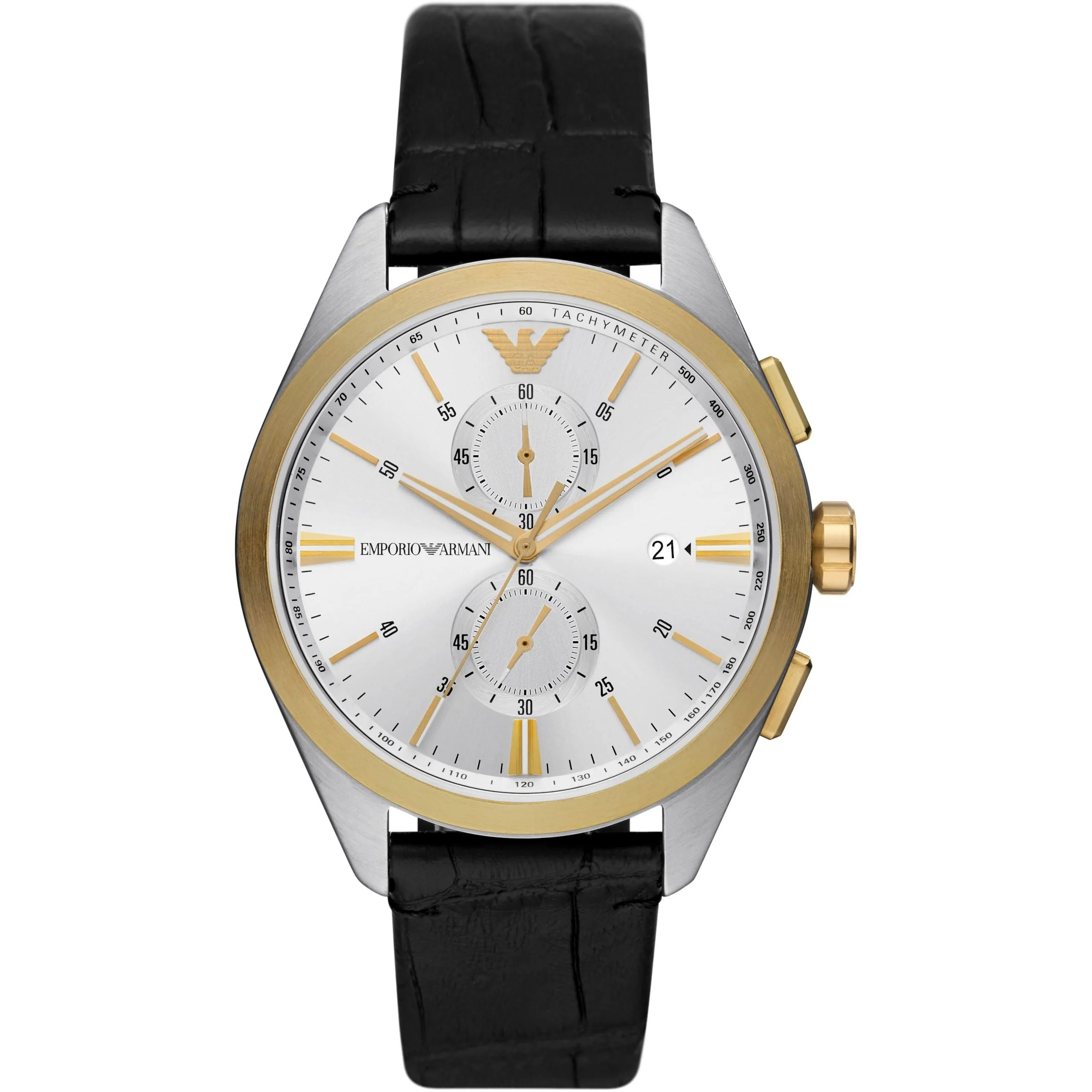 Emporio Armani Chronograph Black Leather Men's Watch AR11498