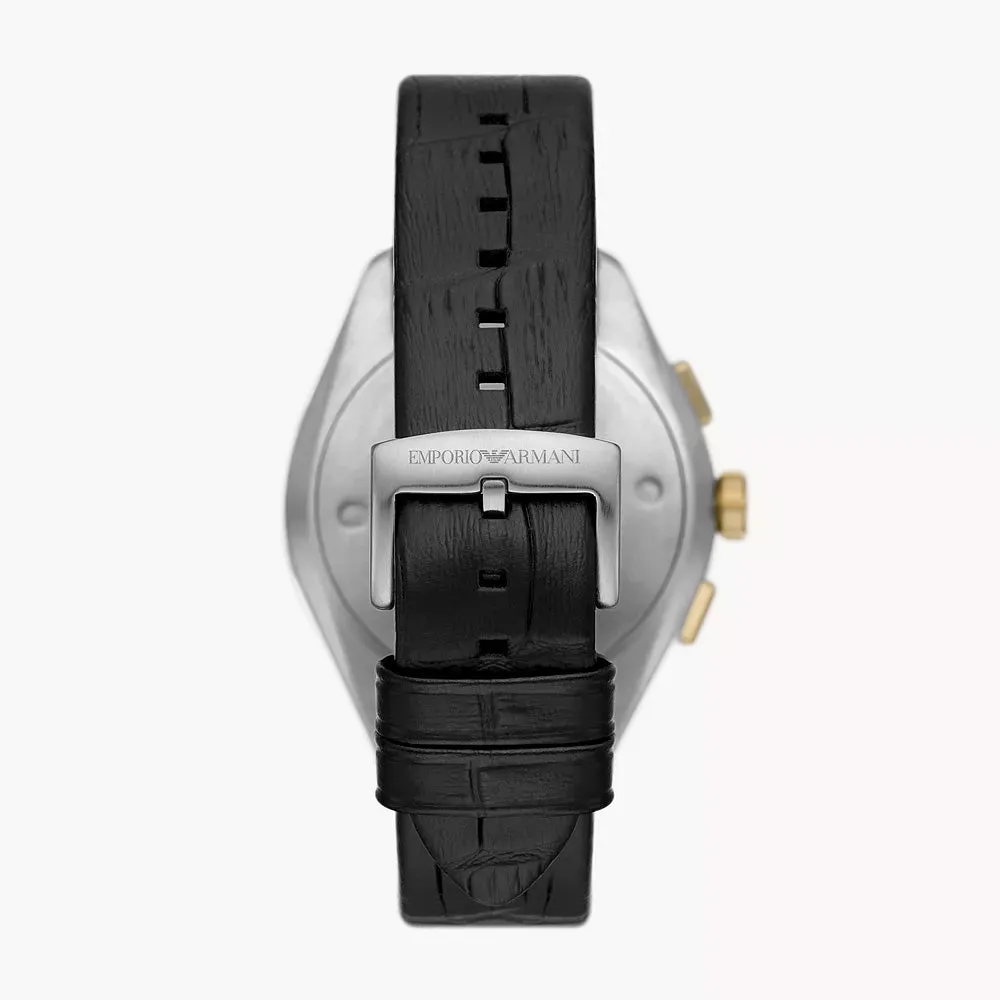 Emporio Armani Chronograph Black Leather Men's Watch AR11498