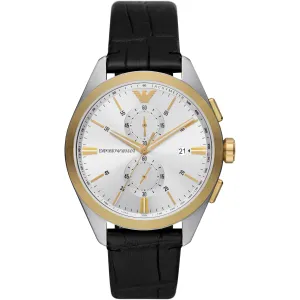 Emporio Armani Chronograph Black Leather Men's Watch AR11498