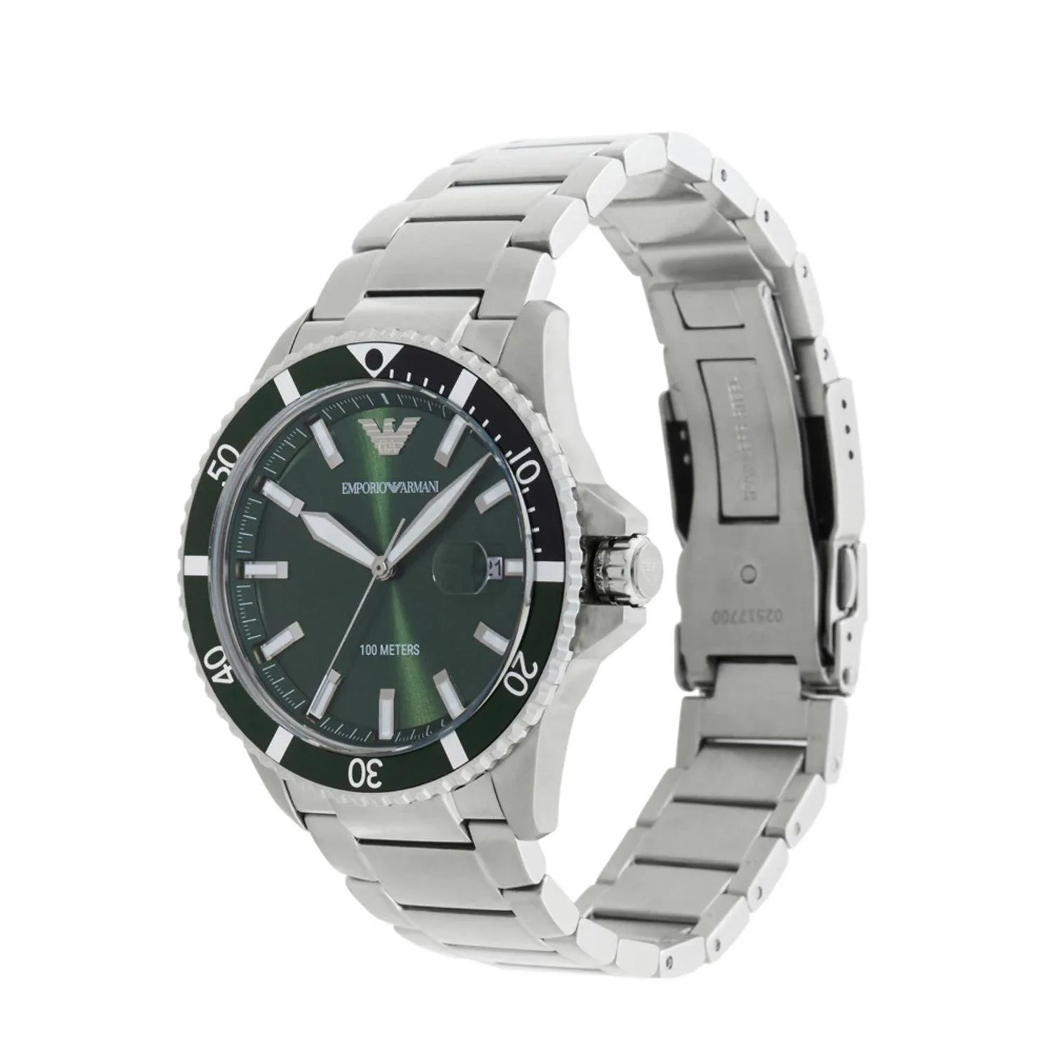 Emporio Armani Green Dial Silver Men's Watch AR11338
