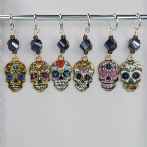Enamel Sugarskull Stitch Markers & Earrings