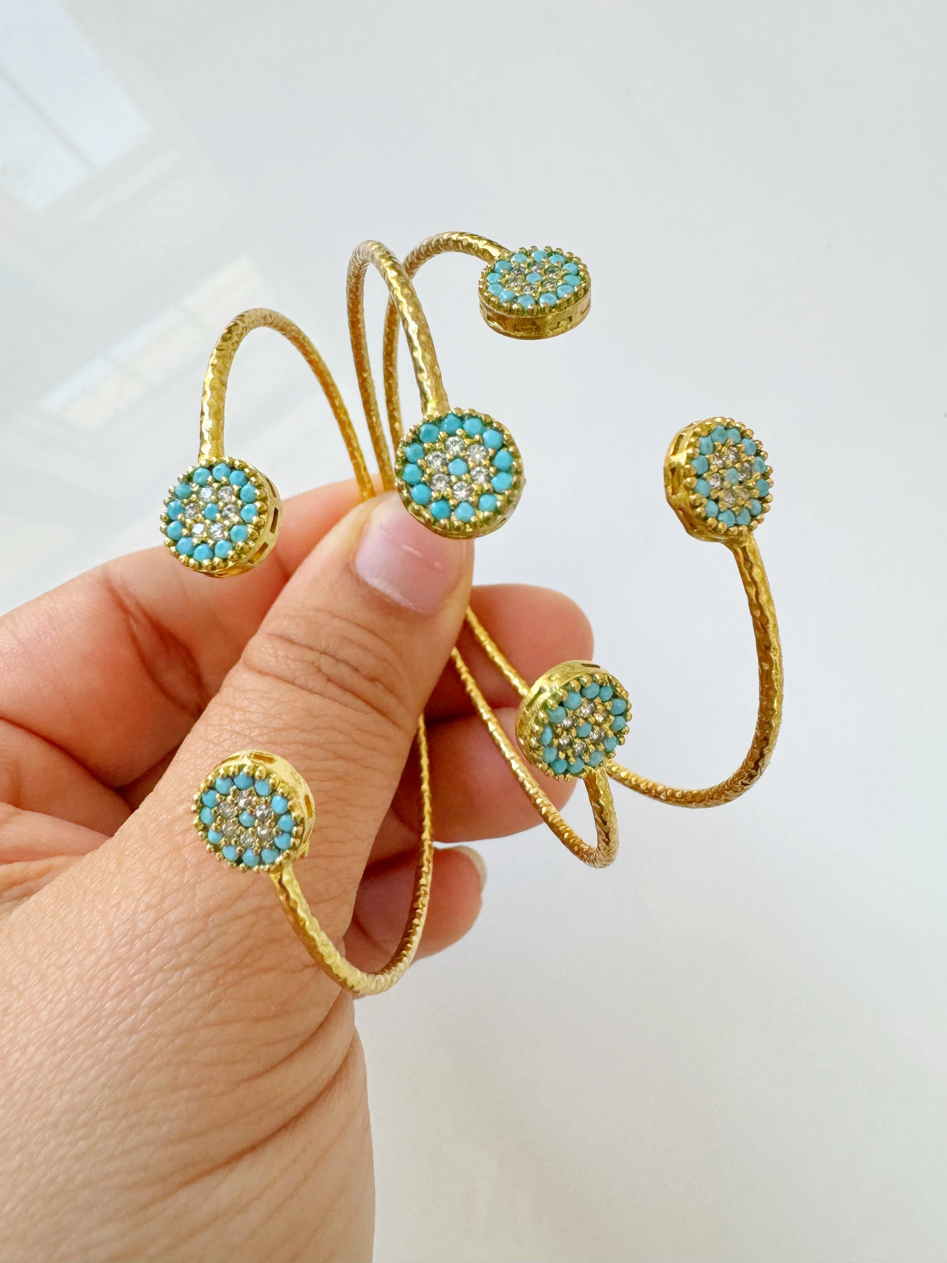 Evil Eye Turquoise Crystal Gold Vintage Bazaar Bracelets