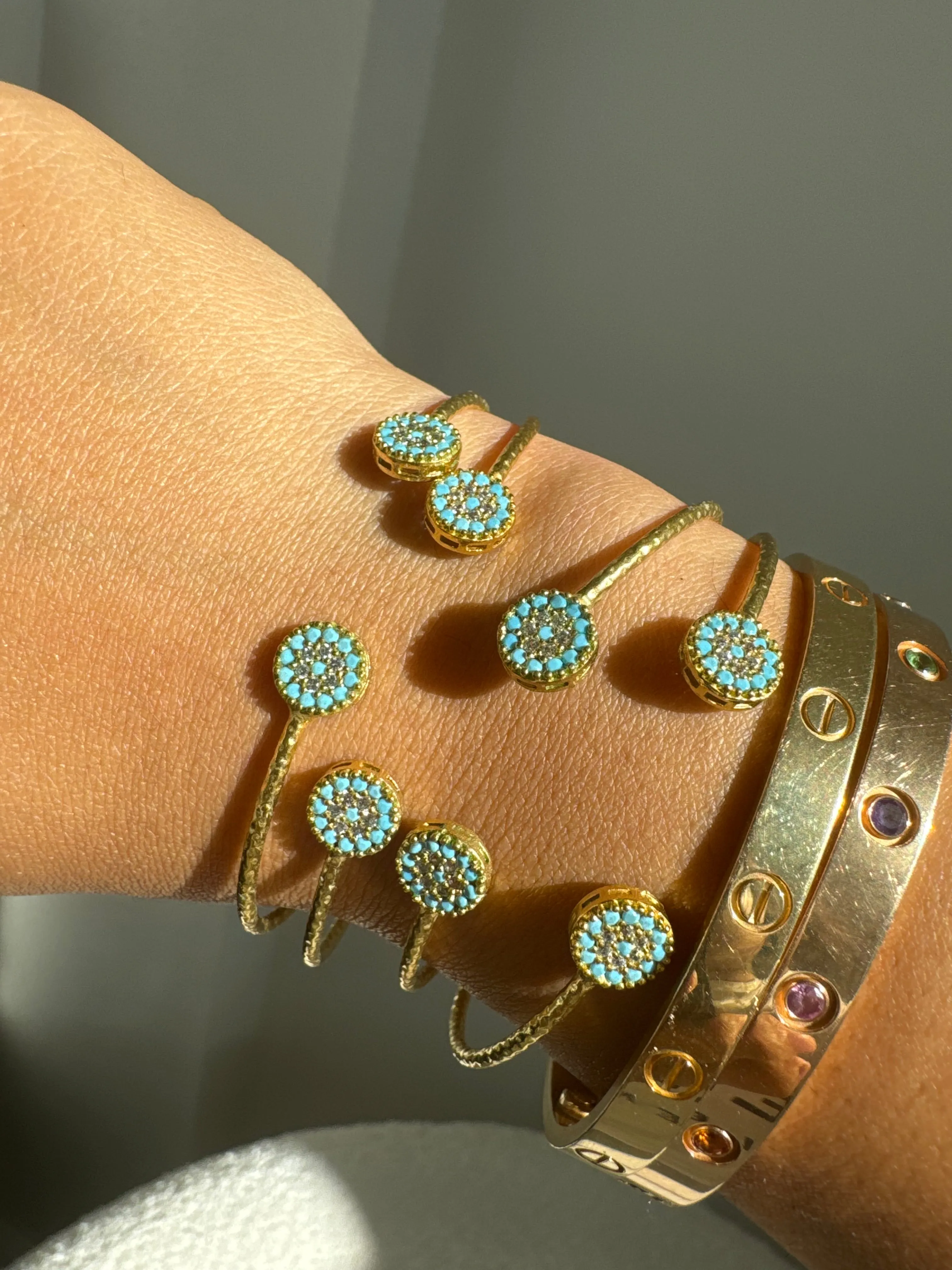Evil Eye Turquoise Crystal Gold Vintage Bazaar Bracelets
