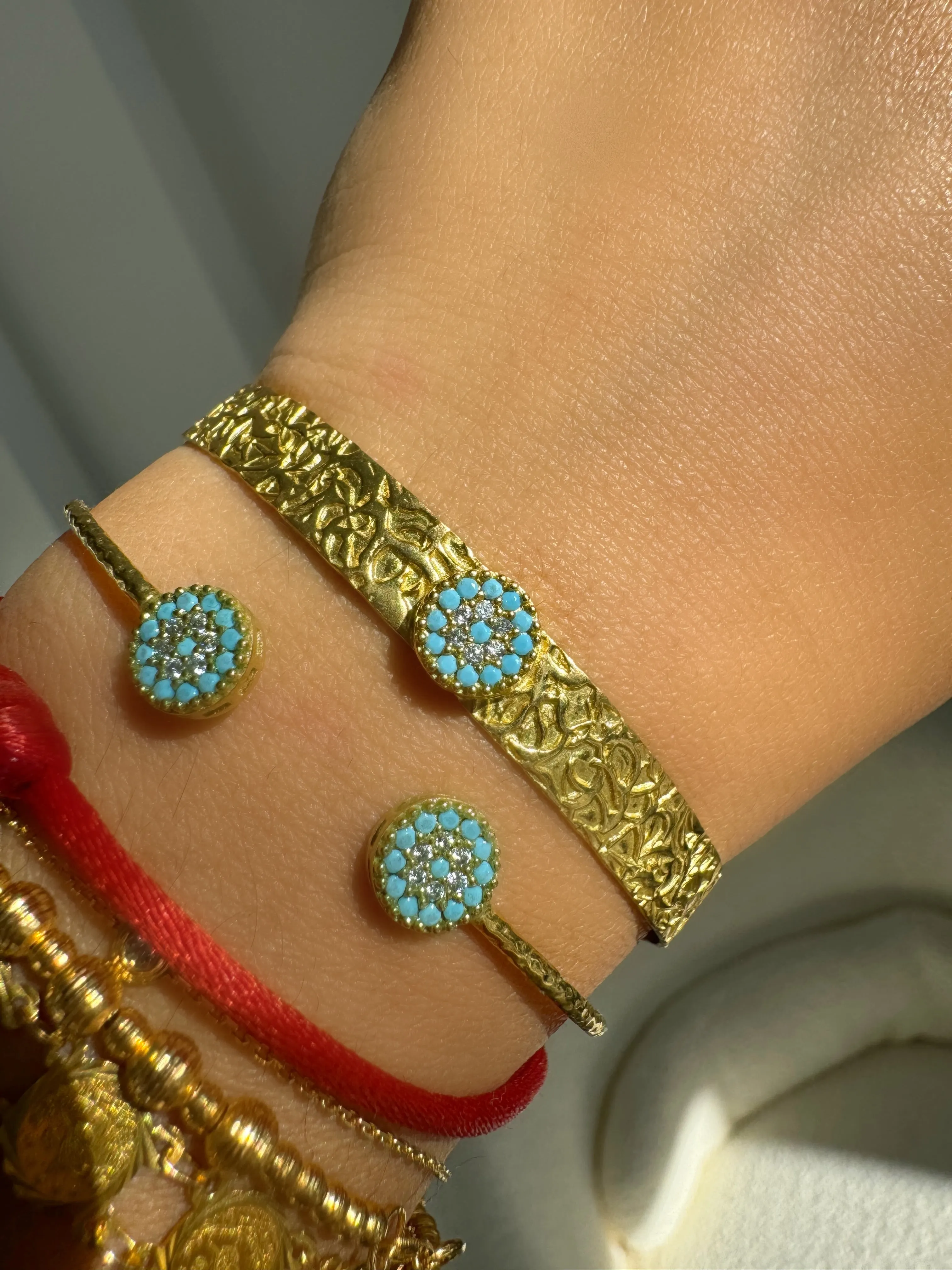 Evil Eye Turquoise Crystal Gold Vintage Bazaar Bracelets