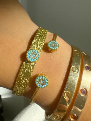 Evil Eye Turquoise Crystal Gold Vintage Bazaar Bracelets