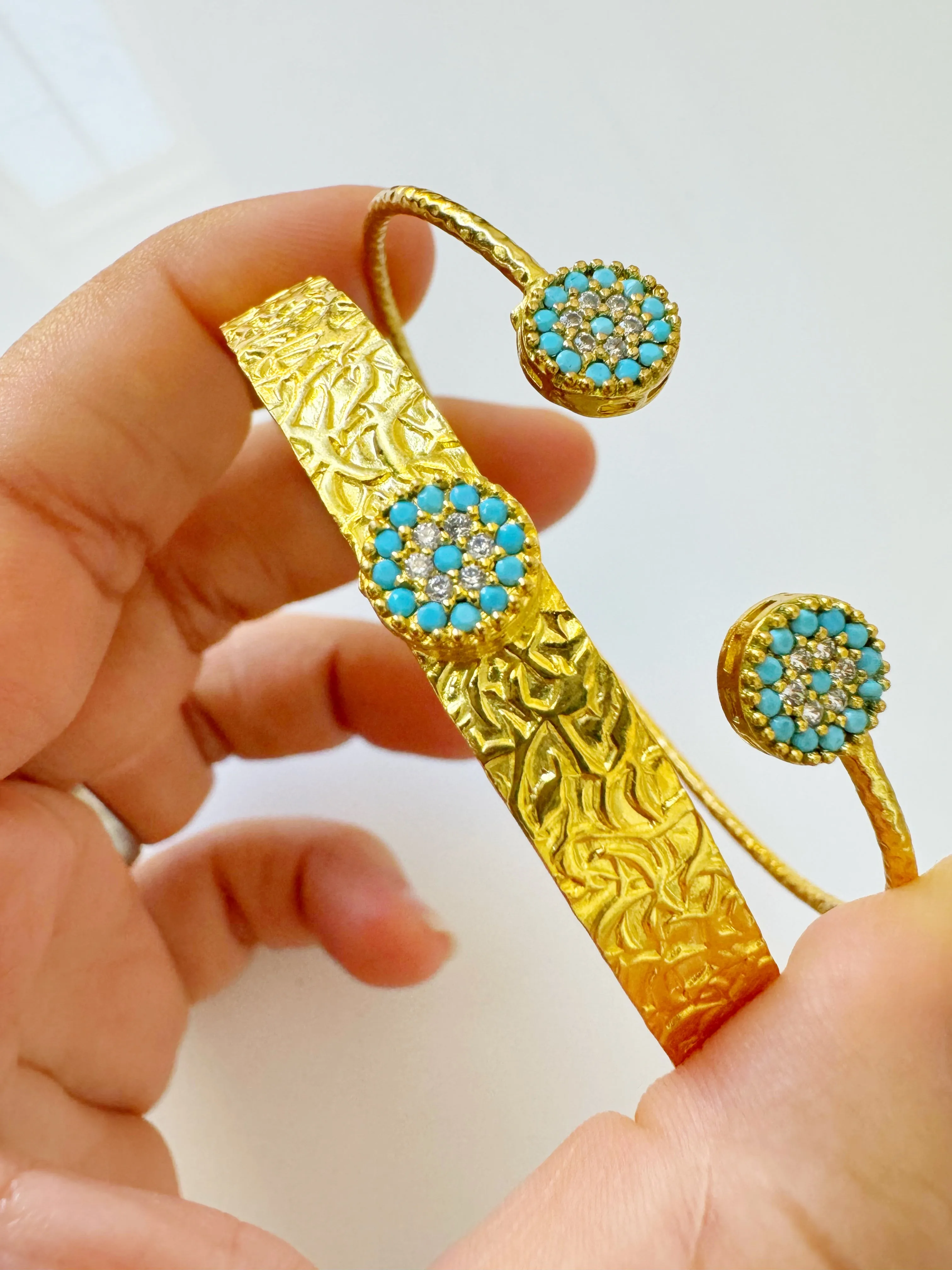 Evil Eye Turquoise Crystal Gold Vintage Bazaar Bracelets