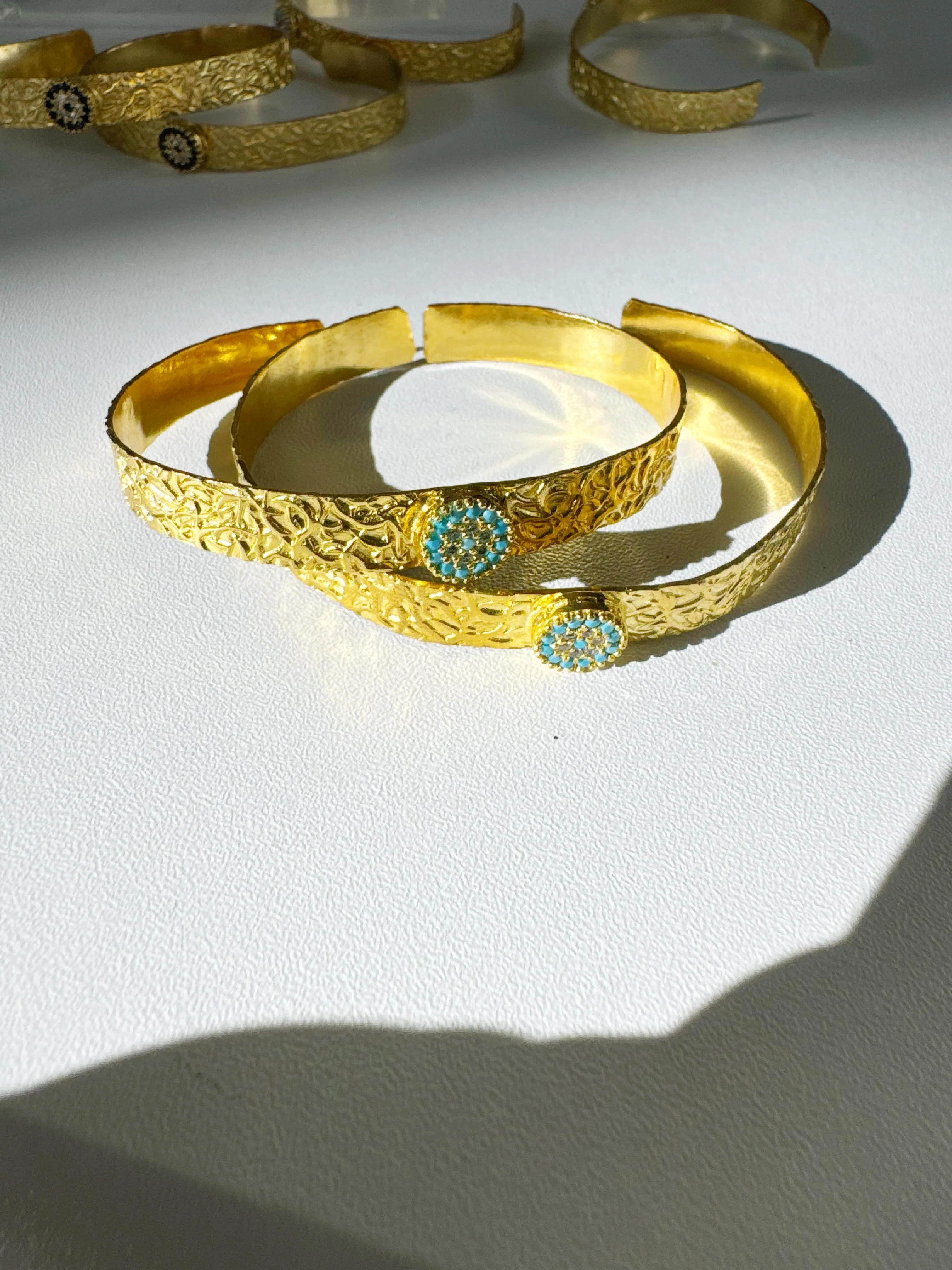 Evil Eye Turquoise Crystal Gold Vintage Bazaar Bracelets