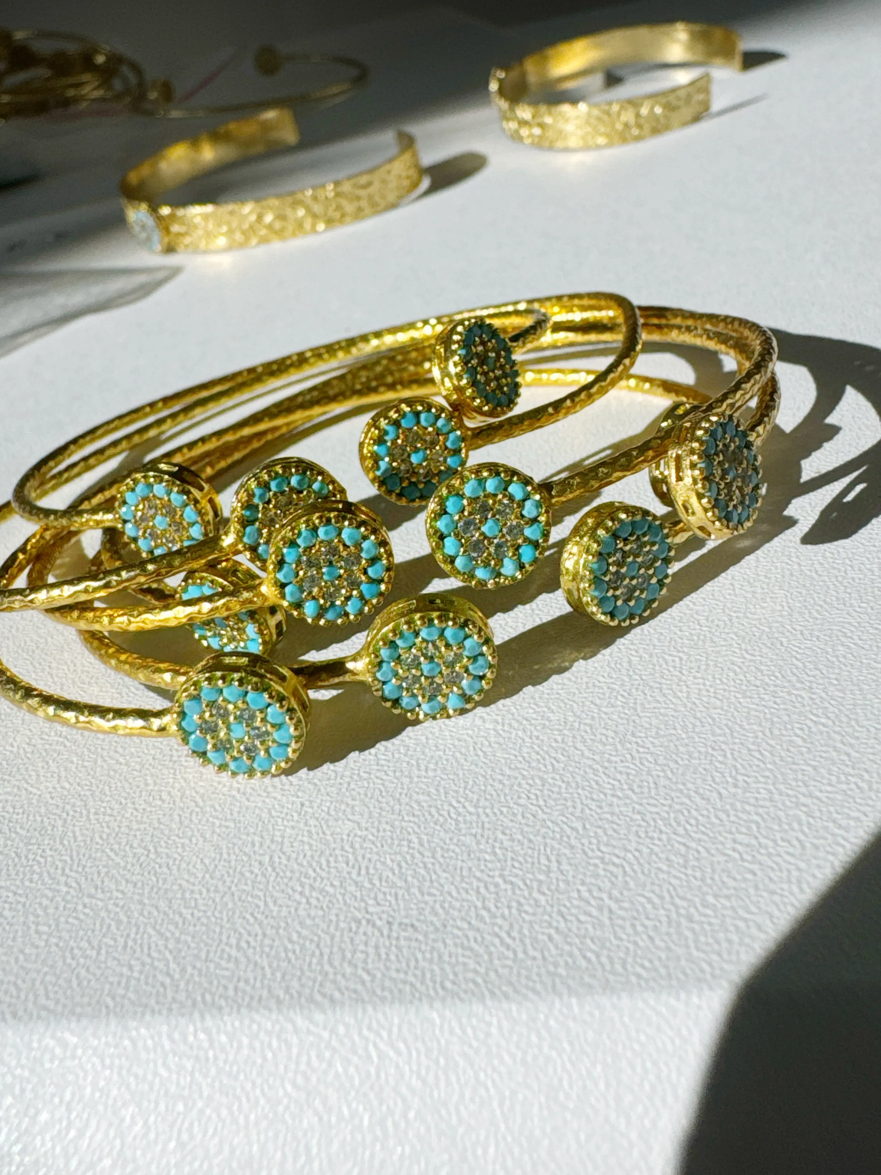 Evil Eye Turquoise Crystal Gold Vintage Bazaar Bracelets