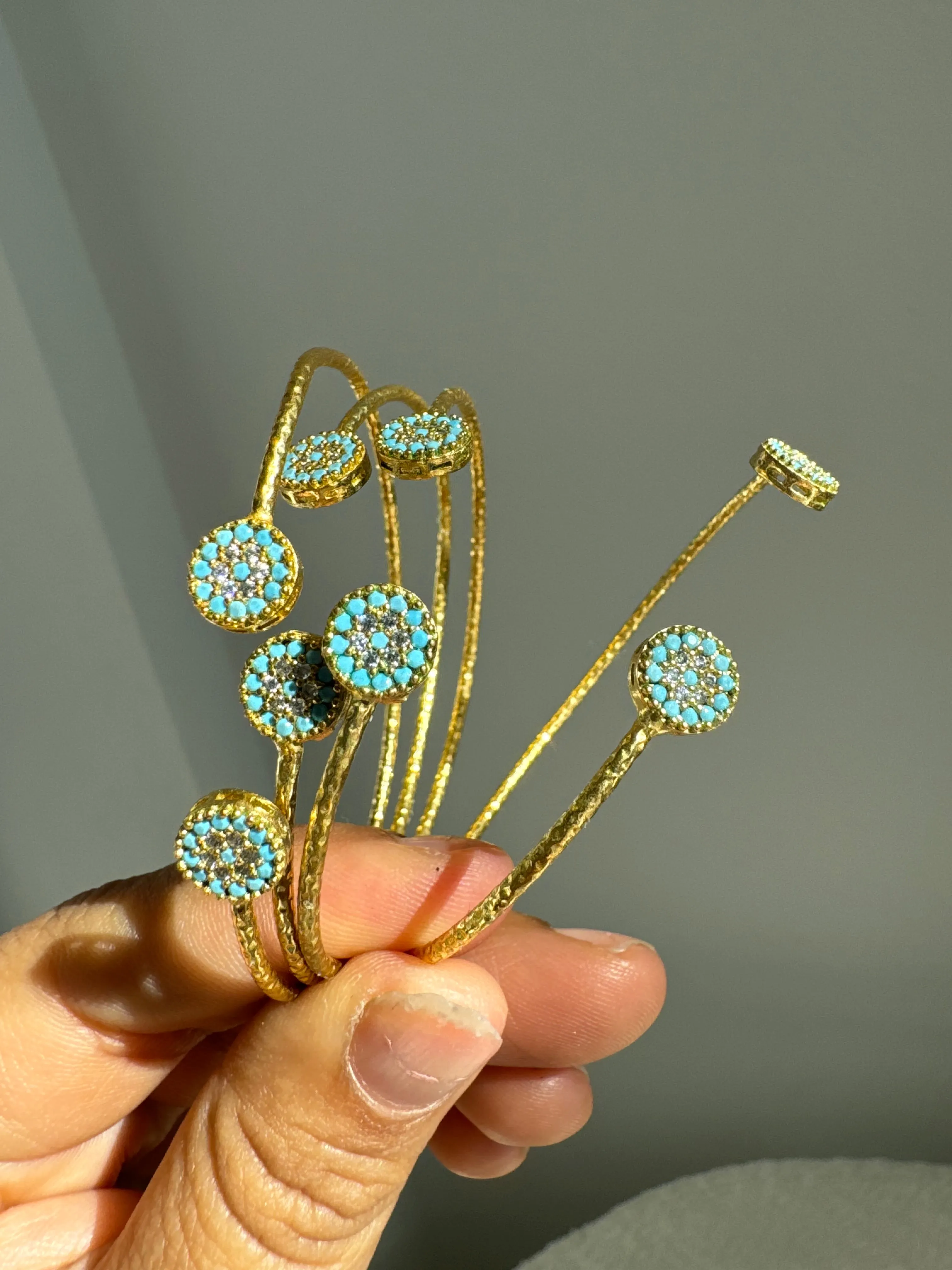 Evil Eye Turquoise Crystal Gold Vintage Bazaar Bracelets